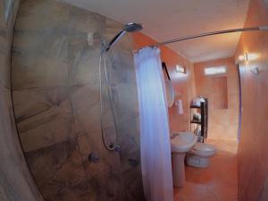 El SargentoSelenes Hostel的带淋浴和卫生间的浴室