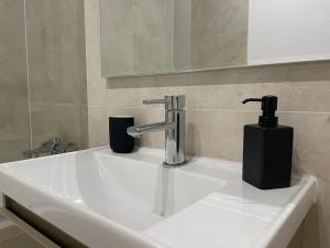 布加勒斯特UpNorth Home的浴室水槽配有水龙头和肥皂分配器