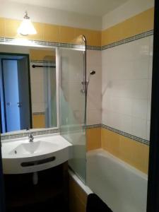 阿沃里亚兹Appartement Tilia - Avoriaz的一间带水槽和淋浴的浴室