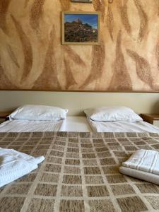 索非亚Hotel Brod - Free Parking的一间卧室设有两张床,墙上挂着一幅画