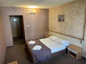 索非亚Hotel Brod - Free Parking的一间酒店客房,客房内配有一张床