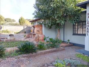 库鲁曼Kalahari Kaja的院子前有雕像的房子