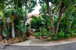 德班La Dolce Vita Umhlanga Guesthouse的街上种有树木和植物的花园