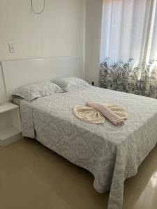 塞古罗港Lindo Apartamento a beira Mar- Praia do Muta的床上有两条毛巾