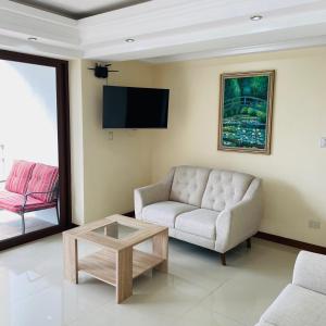 帕纳哈切尔Apartamento Torres de Atitlan的带沙发和电视的客厅