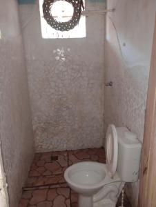 卡马萨里Suíte beija-flor的一间带卫生间和窗户的小浴室