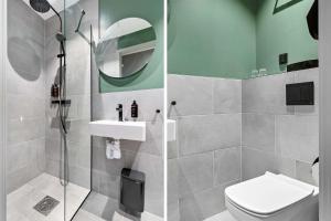 斯德哥尔摩Best Western Plus Hotel Kungens Kurva的一间带卫生间、水槽和镜子的浴室