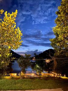 河内Nhà trên cây的享有夜间湖景