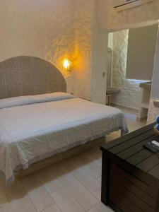锡瓦塔塔内霍De Vacaciones的一间卧室配有一张大床和一张桌子