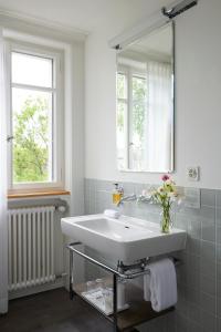 苏黎世Signau House & Garden Boutique Hotel Zürich的白色的浴室设有水槽和镜子
