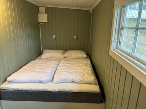 哈山Topcamp Rustberg - Hafjell的窗户客房内的小床