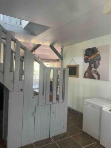 库鲁Maison de campagne的客房设有带洗衣机的浴室。