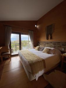 Quilquico帕克奎里柯酒店的一间卧室设有一张大床和一个大窗户