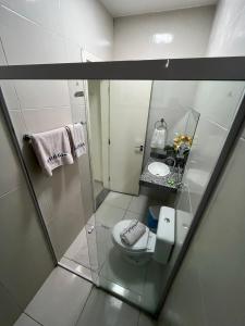 索布拉尔SD Plaza Hotel的一间带卫生间和水槽的小浴室