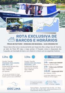 Praia do Bananal瑞坎托多斯利马旅馆的河上租船的传单