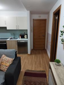 巴约讷Precioso Apartamento en Baiona Zona Centro的带沙发的客厅和厨房