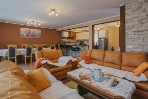 奥古林Apartments with a parking space Sabljak Selo, Gorski kotar - 21683的带沙发和桌子的客厅以及厨房。