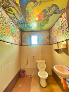 爱妮岛Aquaholik Traveler's Lodge的一间带卫生间和水槽的浴室
