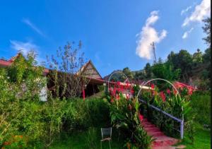 卡纳塔尔Haut Monde King's Paradise Resort的一座种满红色花卉的花园