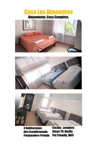 巴耶杜帕尔Casa Los Almendros, Valledupar casa completa的两张带两张床的房间的照片