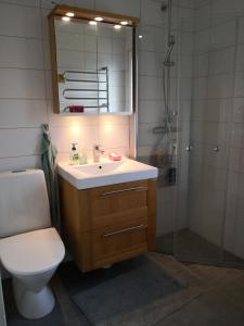 OxieCoolt Oxie的浴室配有卫生间、盥洗盆和淋浴。