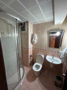 科贾埃利Altinnal Hotel的浴室配有卫生间、盥洗盆和淋浴。