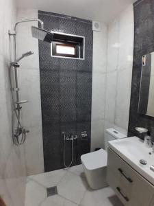 伊斯梅尔雷Istisu Valley Spa的带淋浴、卫生间和盥洗盆的浴室