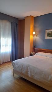 莱昂Hotel Las Moreras的酒店客房设有床和窗户。