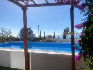 吉亚德伊索拉Mini Casa Finca Arcoiris Tenerife的透过窗户可欣赏到游泳池的景色