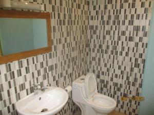 迭戈苏瓦雷斯Residence Kathyly的一间带水槽、卫生间和镜子的浴室