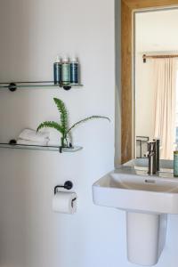戈尔韦WITHIN THE VILLAGE的白色的浴室设有水槽和镜子