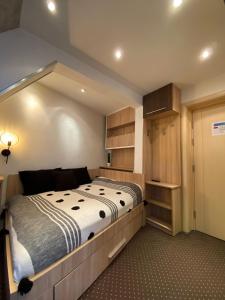 科帕奥尼克Apartment Dunja Konaci的一间卧室配有一张大床和一些橱柜
