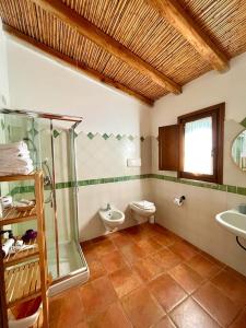 圣特奥多罗李司考匹乡村民宿的带淋浴、卫生间和盥洗盆的浴室