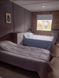 厄尔查尔坦Nativos的卧室设有两张床,带窗户