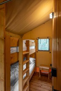 AllendeCampizo Glamping - Monterrey X NANTLI LIVING的小屋内设有一间带两张双层床的卧室