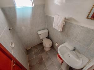 Comunidad YumaniINTI WASI LODGE的一间带卫生间和水槽的小浴室