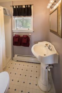 Eaton Center斯诺维拉奇酒店的一间带水槽和卫生间的浴室以及窗户。