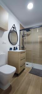坎德拉里亚Calesapart2 Brisa Marina的一间带卫生间、水槽和镜子的浴室