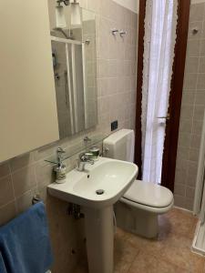 RoncopascoloIntero appartamento - Parma zona Fiera的一间带水槽、卫生间和镜子的浴室