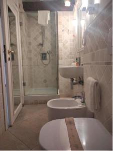 冈多菲堡香乐康德迪尔潘特尔菲斯 - 豪华乡村民宿的带淋浴、卫生间和盥洗盆的浴室