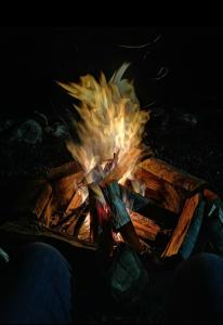 瓜塔维塔Glamping El Refugio的一堆木头,里面放着火