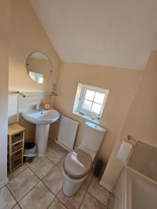 SacristonHolly Crescent, Sacriston DH7的一间带卫生间和水槽的浴室