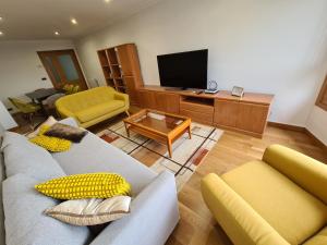 维戈Calle Areal muy céntrico的客厅配有两张沙发和一台电视