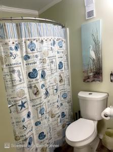 卡罗来纳比奇Bikini Bottom的一间带卫生间和淋浴帘的浴室