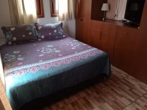 圣地亚哥La casa di Gio的一间卧室配有一张带紫色毯子的床