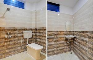 戈勒克布尔RR PALACE的浴室的两张照片,配有卫生间和水槽