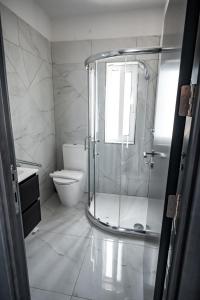 维多利亚Cittadella View Penthouse with Jacuzzi的带淋浴和卫生间的浴室