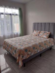 纽沃阿雷纳尔Arenal Vistas del Paraiso的卧室里的一张床铺,床上有毯子