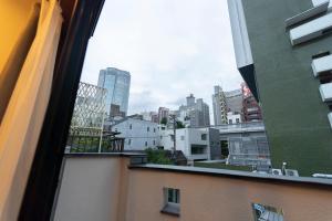 东京サテライトホテル六本木/Satellite Hotel Roppongi的从窗户可欣赏到城市天际线的景色
