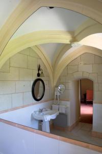 努瓦扬德图尔涅Domaine de Brou的一间带水槽和镜子的浴室